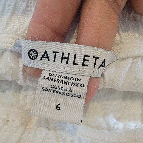 Athleta Cabo 100% Linen  Wide Leg Pants White size 6 - Picture 2 of 10